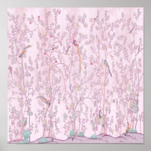 Póster Chinoiserie rosa