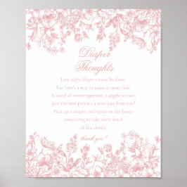 Póster Chinoiserie Rosa Flora Pensamientos de Pañal Fiest