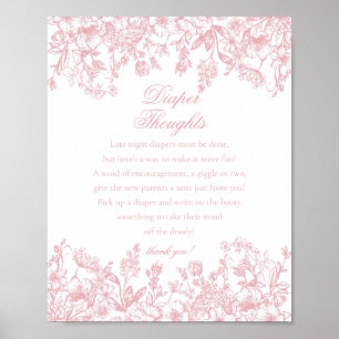 Póster Chinoiserie Rosa Flora Pensamientos de Pañal Fiest