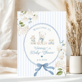 Póster Chinoiserie Teddy Bear French Baby Shower Welcome