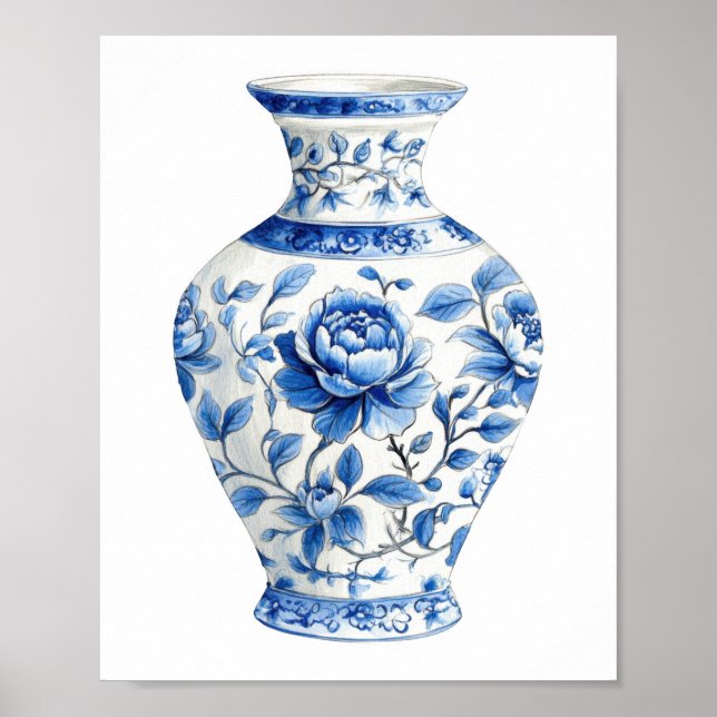Póster Chinoiserie Watercolor Jar (Frente)