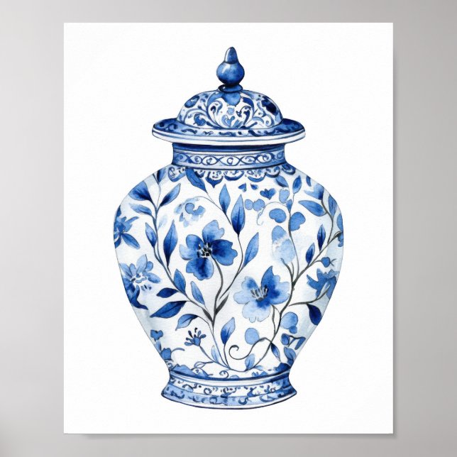 Póster Chinoiserie Watercolor Jar (Frente)