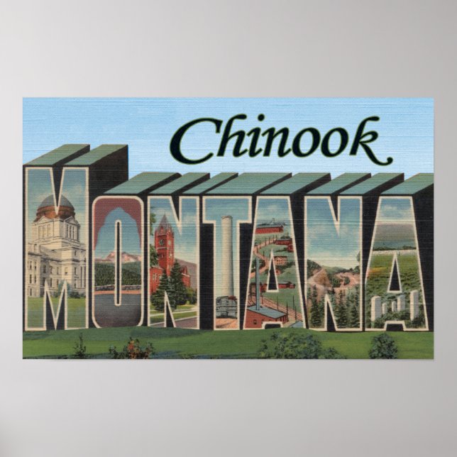 Póster Chinook, Montana - Escenas de letras grandes (Frente)