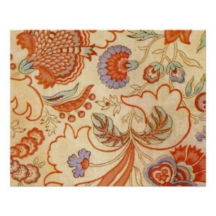 Póster Chintz Floral Antiguo Terracota Francés Vintage