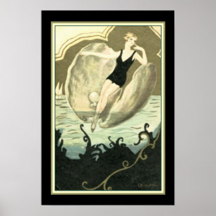 Póster Chiostri Deco "Swimmer in a Clam Shell" 13x19