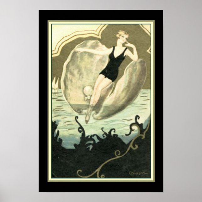 Póster Chiostri Deco "Swimmer in a Clam Shell" 13x19 (Frente)