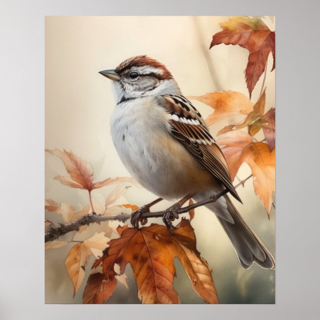 Póster Chip Sparrow Bird Art Print Poster (Frente)