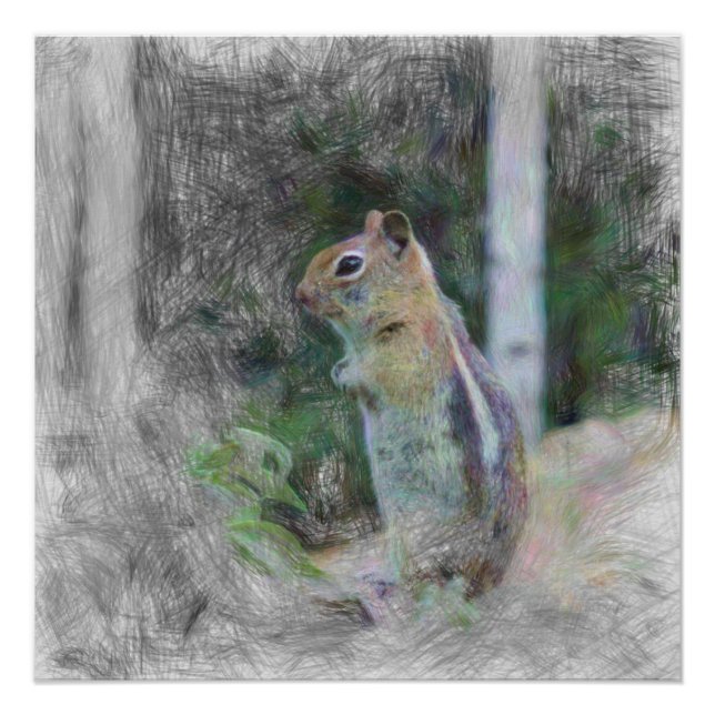 Póster chipmunk animal artístico 1 (Anverso)