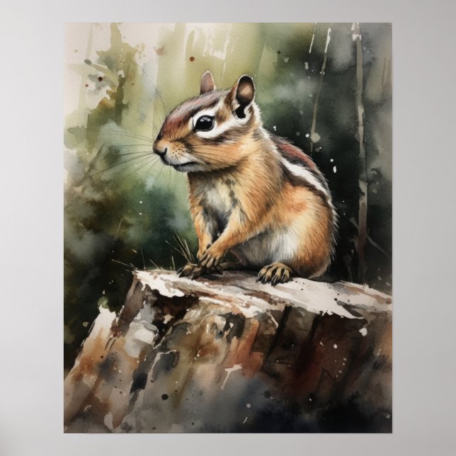 Póster Chipmunk Woodland Animal Art Print Poster (Frente)
