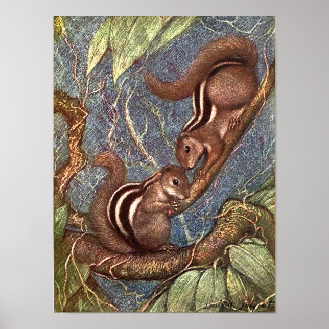 Póster Chipmunks de Louis Sargent, animales salvajes de é (Frente)