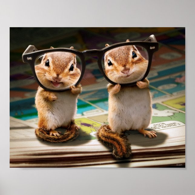 Póster Chipmunks en lecturas de gafas (Frente)