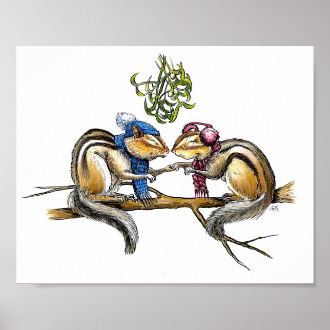 Póster Chipmunks Under the Mistletoe Print (Frente)