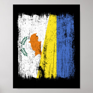 Póster Chipre Ucrania Media Bandera Herencia Chipriota Uc