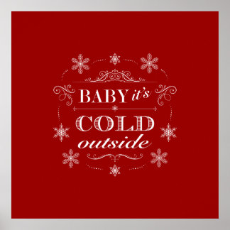 Póster Chirstmas o copos de nieve rojos y blancos para es