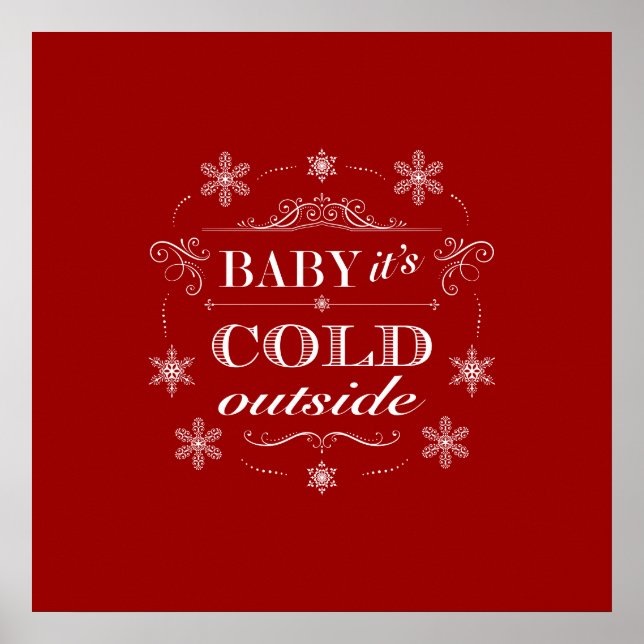 Póster Chirstmas o copos de nieve rojos y blancos para es (Frente)