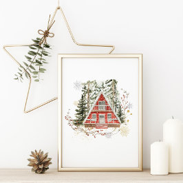 Póster Chirtsmas de Watercolor Winter Woodland