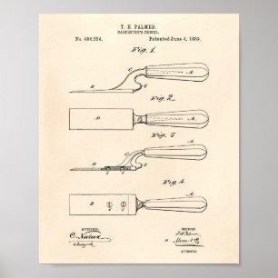 Póster Chisel de Carpenter 1889 Patent Art Old Peper