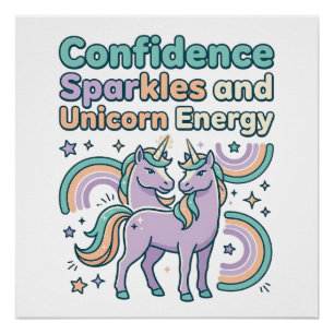Póster Chispas de Confianza de Unicornio y Diseño de Cami