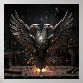 Póster Chispas Ígneas y Águila Decorativa Forjada en Meta