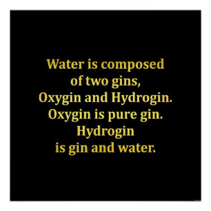 Póster Chiste de agua y ginebra divertido