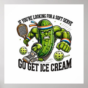 Póster Chiste de Amante de Pickleball con un Pickle Jugan
