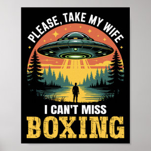 Póster Chiste De Boxeo Ufo Gracioso Para Hombres Retro De