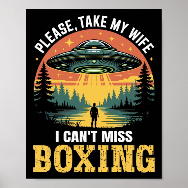 Póster Chiste De Boxeo Ufo Gracioso Para Hombres Retro De (Frente)