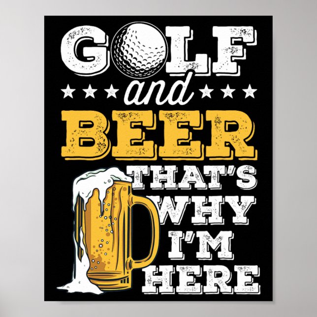 Póster Chiste de Golf y Cerveza Papá Divertido Día del Pa (Frente)