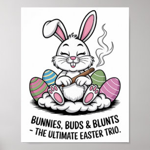 Póster Chiste de Pascua Conejos Divertidos Capullos Triun