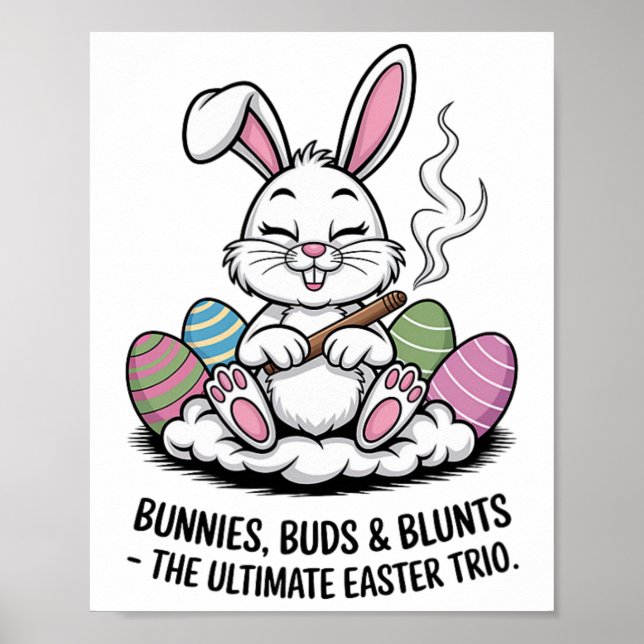 Póster Chiste de Pascua Conejos Divertidos Capullos Triun (Frente)