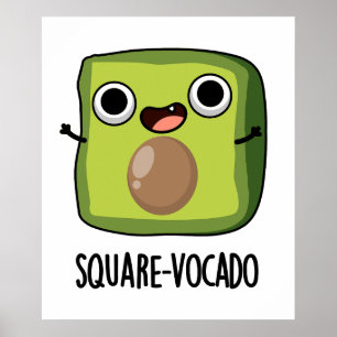 Póster Chiste del aguacate cubo divertido cuadrado-vocado