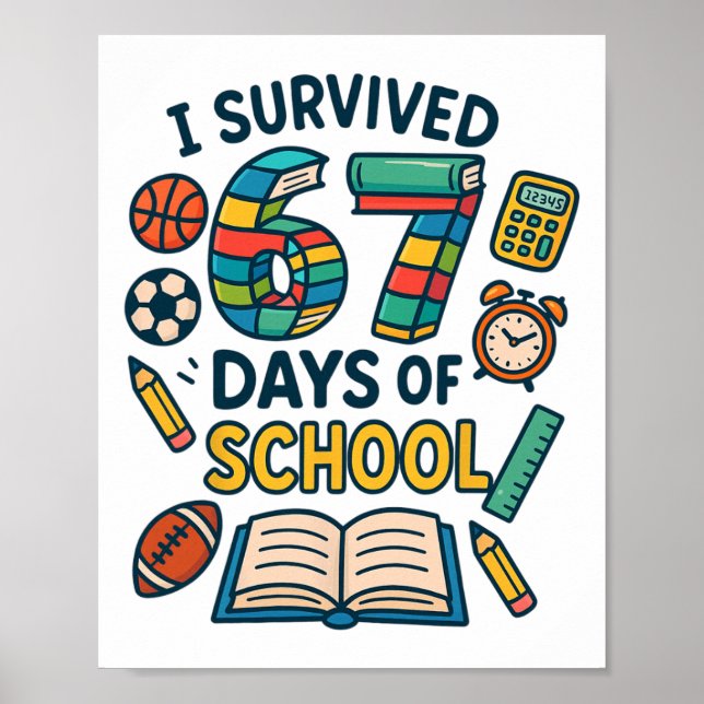 Póster Chiste divertido de la escuela seis siete meme est (Frente)
