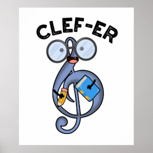 Póster Chiste divertido de música Clef-er