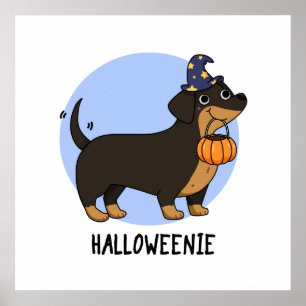 Póster Chiste divertido de perro salchicha para Halloween