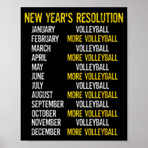 Póster Chistes Divertidos de Voleibol Feliz Año Nuevo Res