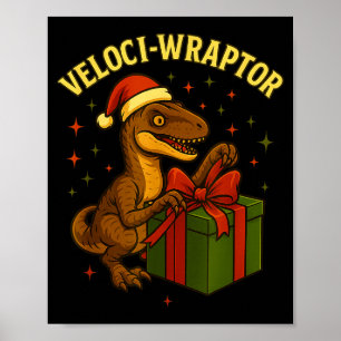 Póster Chistoso Velociraptor de Navidad Chiste Veloci-wra