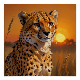 Póster Chita africana al atardecer