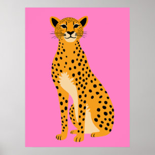 Póster Chita minimalista sobre rosa