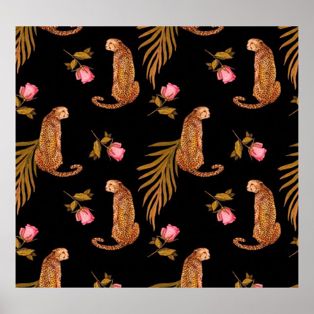 Póster Chitas románticas: acuarela sin costuras. (Frente)