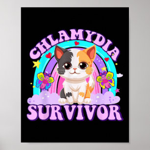 Póster Chlamydia Survivor Gato Arcoiris