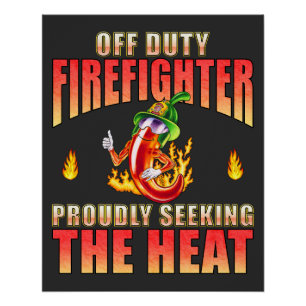 Póster Chli, bombero voluntario, busca comida picante