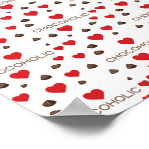 Póster Chocoholic Chocolate Chips Corazones Rojos Amor Co