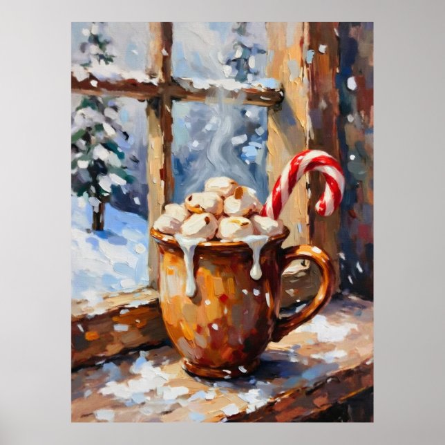 Póster Chocolate Caliente de Navidad con Malvaviscos Tost (Frente)