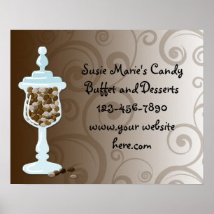 Póster Chocolate Candy Buffet Bar, urn de dulces
