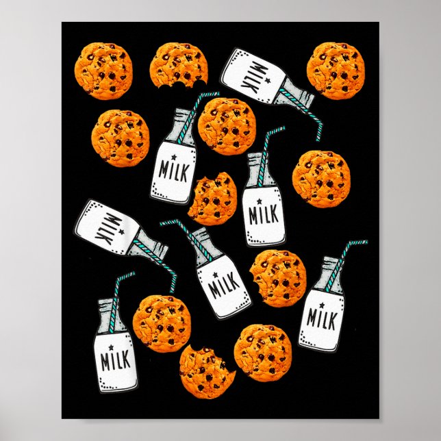 Póster Chocolate Chip Cookies And Milk Funny Costume  (Frente)