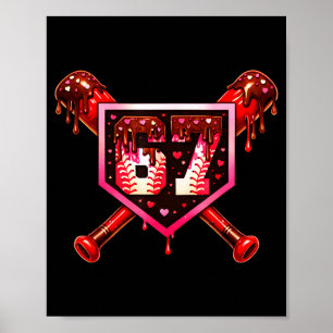 Póster Chocolate con goteo de béisbol 67 Amor de San Vale