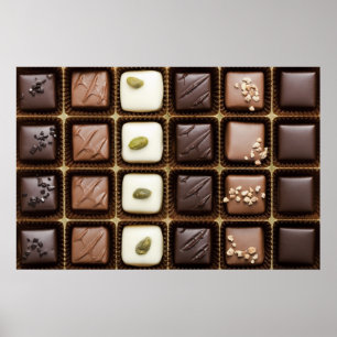 Póster chocolate de lujo hecho a mano en una caja
