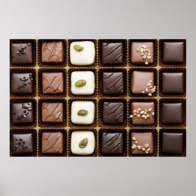 Póster chocolate de lujo hecho a mano en una caja (Frente)