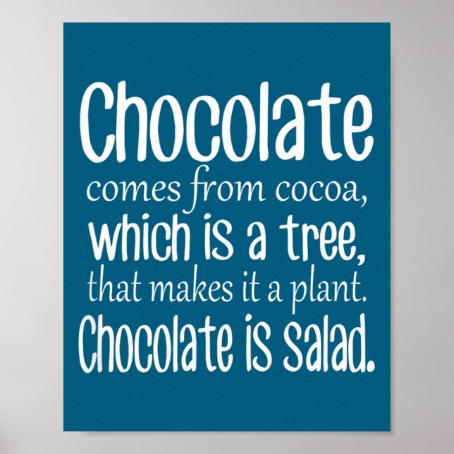 Póster Chocolate Is Salad Funny Diet Quote  (Frente)