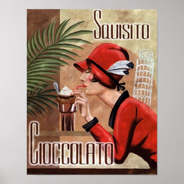 Póster Chocolate italiano Squisito Cioccolato en rojo (Frente)
